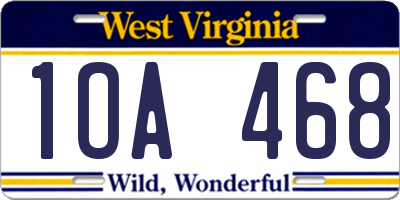 WV license plate 1OA468
