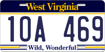 WV license plate 1OA469