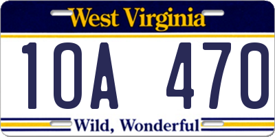 WV license plate 1OA470