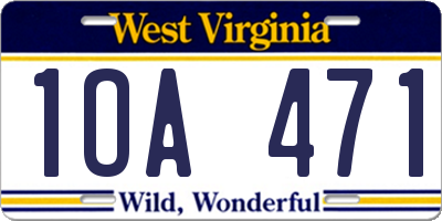 WV license plate 1OA471