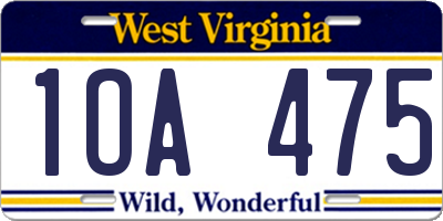 WV license plate 1OA475