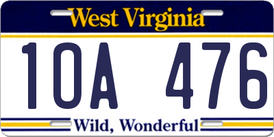WV license plate 1OA476