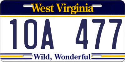 WV license plate 1OA477