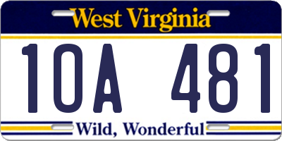WV license plate 1OA481