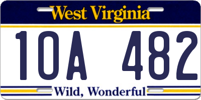 WV license plate 1OA482
