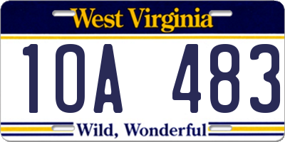 WV license plate 1OA483