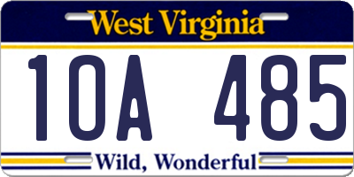 WV license plate 1OA485