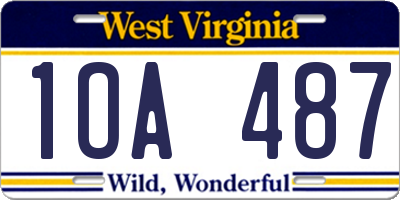 WV license plate 1OA487