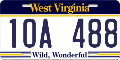 WV license plate 1OA488