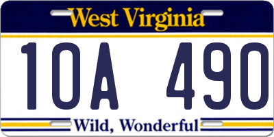 WV license plate 1OA490