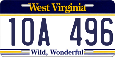 WV license plate 1OA496
