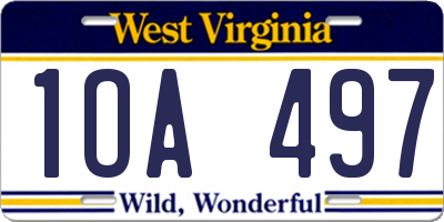 WV license plate 1OA497