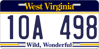 WV license plate 1OA498