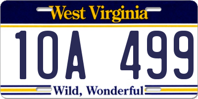 WV license plate 1OA499