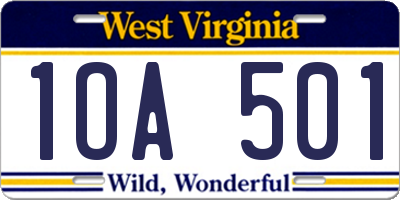 WV license plate 1OA501