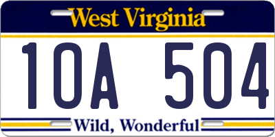 WV license plate 1OA504