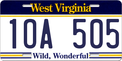 WV license plate 1OA505