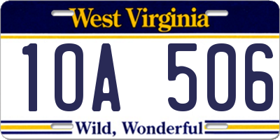 WV license plate 1OA506