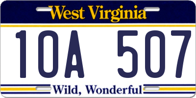WV license plate 1OA507