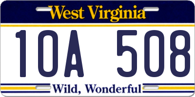 WV license plate 1OA508