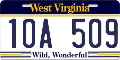 WV license plate 1OA509