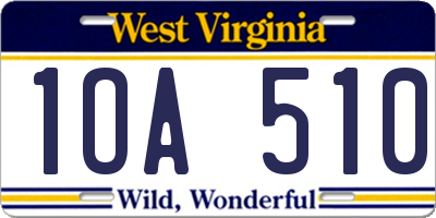 WV license plate 1OA510
