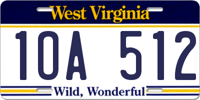 WV license plate 1OA512