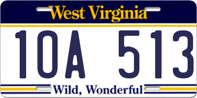 WV license plate 1OA513