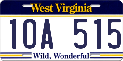WV license plate 1OA515
