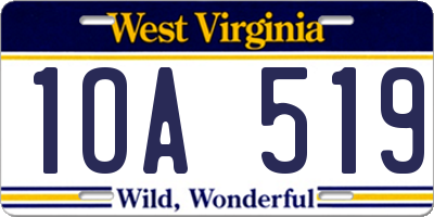 WV license plate 1OA519