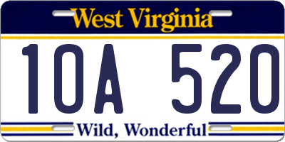 WV license plate 1OA520