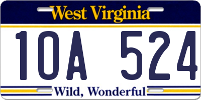 WV license plate 1OA524