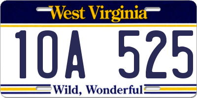WV license plate 1OA525