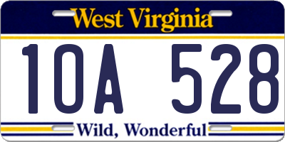 WV license plate 1OA528