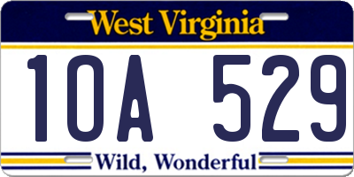 WV license plate 1OA529