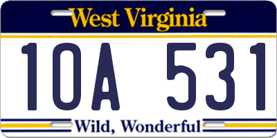 WV license plate 1OA531