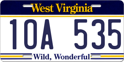 WV license plate 1OA535