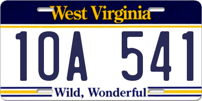 WV license plate 1OA541