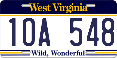 WV license plate 1OA548