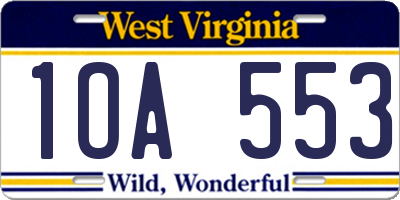 WV license plate 1OA553