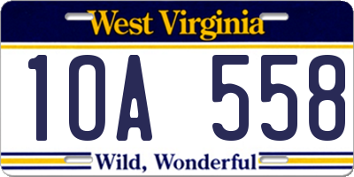 WV license plate 1OA558