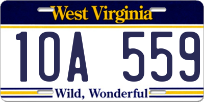 WV license plate 1OA559