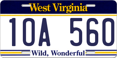 WV license plate 1OA560