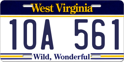 WV license plate 1OA561
