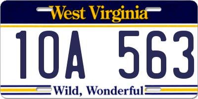 WV license plate 1OA563