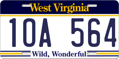 WV license plate 1OA564