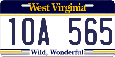 WV license plate 1OA565