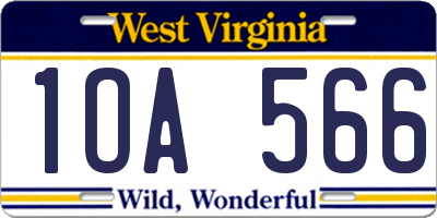WV license plate 1OA566