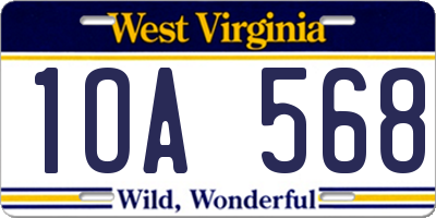 WV license plate 1OA568