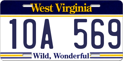 WV license plate 1OA569